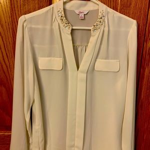 Like new -Candies Junior’s long sleeve sheer button down blouse